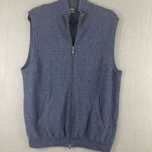 Kinross Full Zip Sweater Vest 100% Cashmere Navy Blue Mens Sz XL